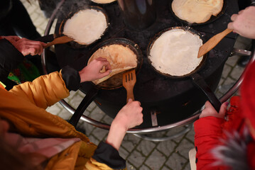 street cooking of pancakes