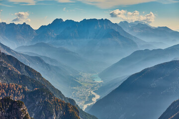 view of the Auronzo di Cadore lake from the Auronzo refuge