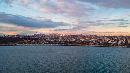sunset over the river