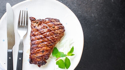 steak meat grill beef grilled barbecue on the table, healthy meal snack copy space food background rustic 