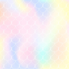 Holographic scale background with gradient mermaid.