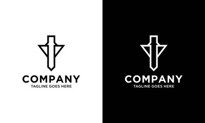 Sword Logo design template Black and White