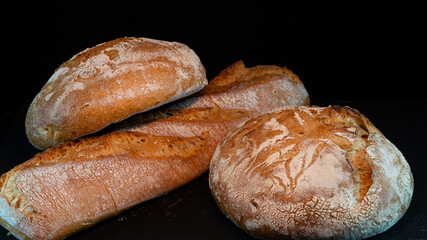 tasty bread with a black background