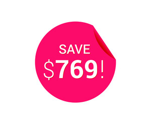 Save $769 us dollars sticker