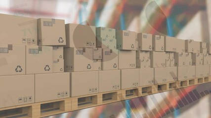 Statistical data processing against multiple delivery boxes on conveyor belt