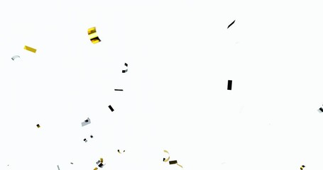 Gold eonfetti explosions on a white background. Animation of gold confetti falling. 3d animation, 4K. - Powered by Adobe