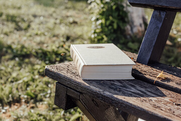 Book on the bench, summer