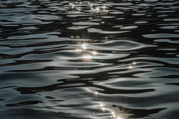 Sea background at sunset ,reflection of sunlight as stars.
