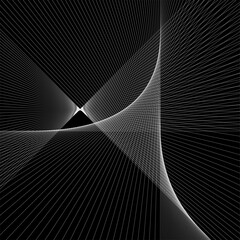 Black and white background, waves of lines, abstract wallpaper, vector design