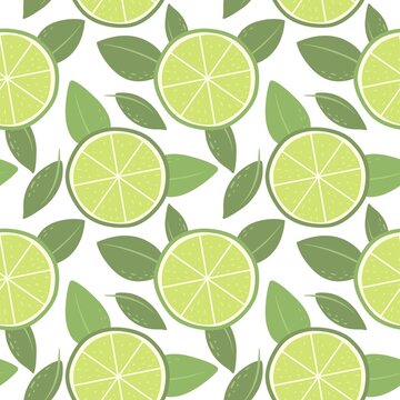 Seamless pattern with limes. Bright pattern for wallpaper, fabric and paper. Vector.