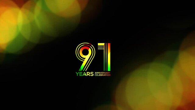 Wedding or Company Party invitation Creative,  91 Years Anniversary Very beautiful colorful effect Logo Videos