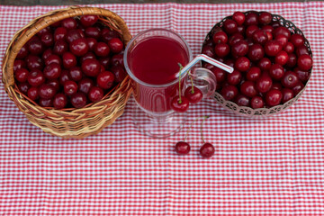  There is a glass of cherry compote 