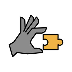 Puzzle in hand icon