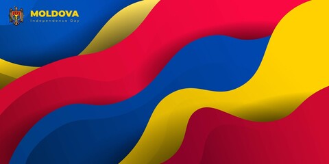 Blue, Yellow and red paper cut background design