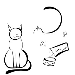 Abstract cat vector icon. Black pet logo isolated on white background. Food for animals. Logo for a veterinary clinic.