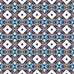Ethnic Texture Ornament. Blue, Cyan, Indigo