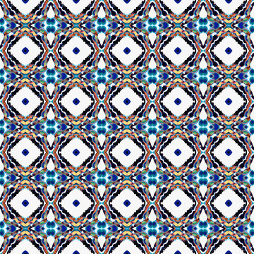 Ethnic Texture Ornament. Blue, Cyan, Indigo