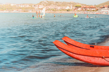 lifeboats on the beach,first emergency.Insurance for the drowning