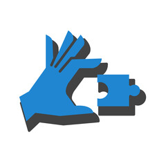 Puzzle in hand icon