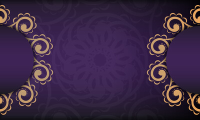 Luxurious purple postcard template with vintage abstract ornament. Elegant and classic elements are great for decorating. Vector illustration.