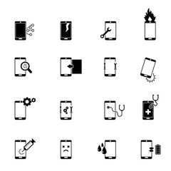 Smartphone repair icon set. Vector illustration