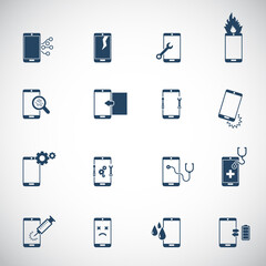 Smartphone repair icon set. Vector illustration