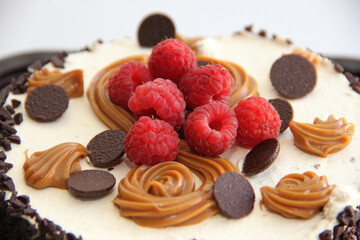 cake with raspberries and blueberries