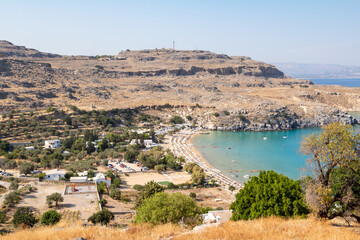 Fototapeta premium Lindos Beach in Rhodes, Greece