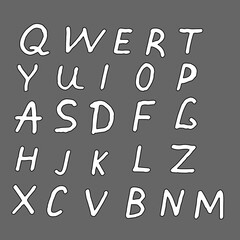 Set of trendy alphabet letters. Vector illustration isolated on gray background, can be used in your projects in banners and posters. Cartoon.