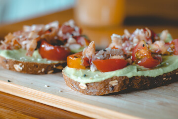 bruschetta with tomato and avocado