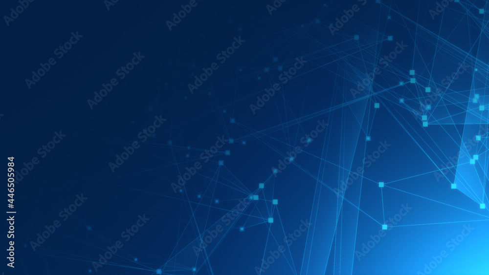 Poster abstract blue polygon tech network with connect technology background. abstract dots and lines textu