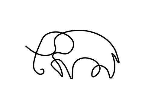 Elephant in one line. Elephant icon - vector