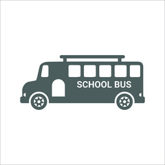 School, van icon. Gray vector graphics.
