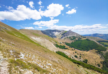 Fototapeta na wymiar Monte Bove in Ussita (Italy) - The landscape summit of Mount Bove, nord and sud, in Marche region province of Macerata. One of the highest peaks of the Apennines, in the Monti Sibillini mountain park