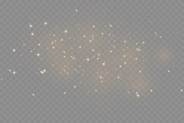Fototapeta The dust sparks and golden stars shine with special light. Vector sparkles on a transparent background. . Vector illustration obraz