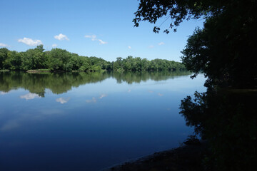 The Potomac River from the Maryland side,  just upstream from the Monocacy River