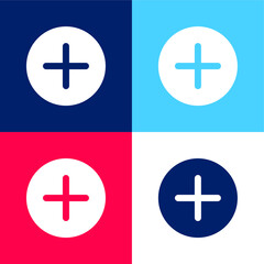 Add blue and red four color minimal icon set