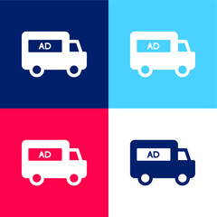 AD Van blue and red four color minimal icon set