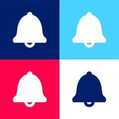 Alarming Bell blue and red four color minimal icon set