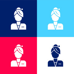 Assistant blue and red four color minimal icon set