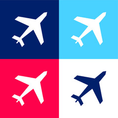 Airliner blue and red four color minimal icon set