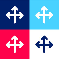 Arrows Group Pointing To Three Directions blue and red four color minimal icon set