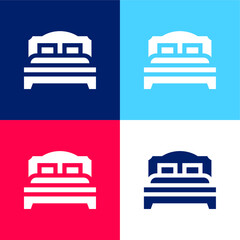Bed blue and red four color minimal icon set
