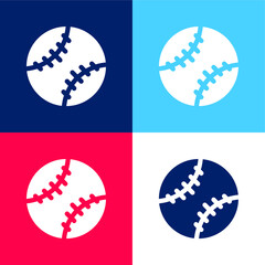 Baseball blue and red four color minimal icon set