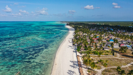 Aerial view on Jambiani Beach, Zanzibar, Tanzania