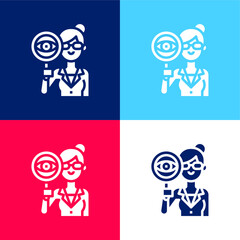 Auditor blue and red four color minimal icon set