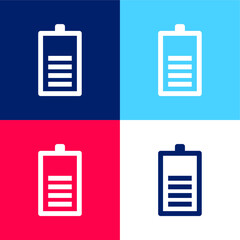Battery With Four Bars blue and red four color minimal icon set