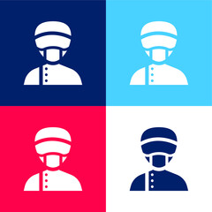 Assistant blue and red four color minimal icon set