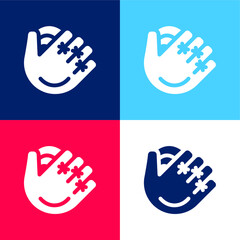Obraz premium Baseball Glove blue and red four color minimal icon set