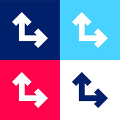 Arrows In Right Angle blue and red four color minimal icon set